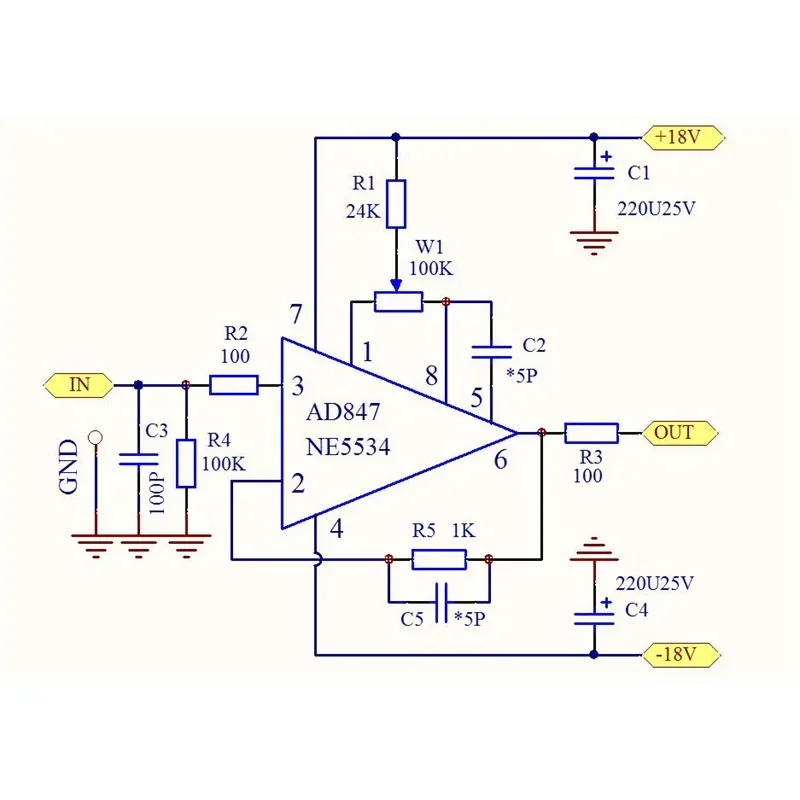 NE5534 OPA445 Stereo Preamplifier Board DC Buffer High Resistance Input Low Resistance Output Wide Range HIFI Preamplifier Audio