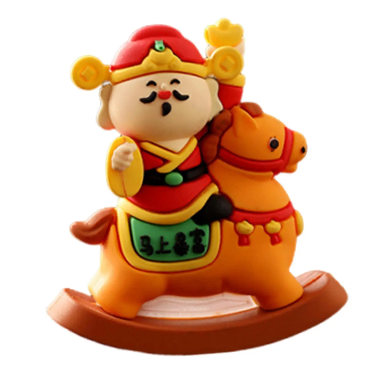 Rocking Horse God of Wealth Ornament Desk Decoration Miniature Cute Tabletop Decor Small Statue for Car Festival Bedroom