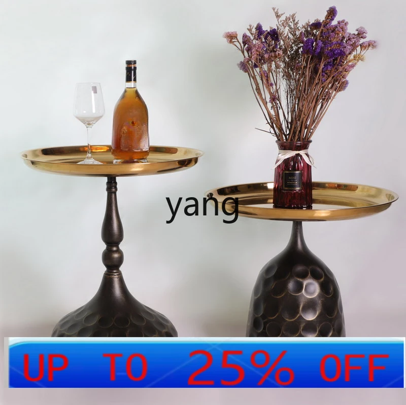 

LH light luxury edge wrought iron coffee table living room sofa side table small round table