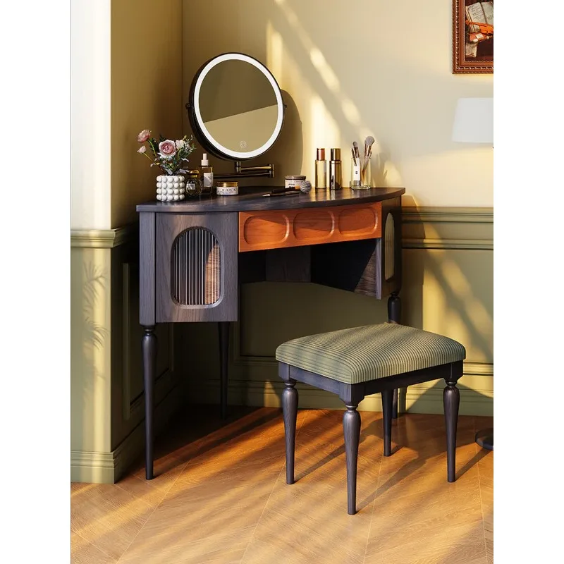 French retro dresser small apartment solid wood storage cabinet, master bedroom American medieval makeup table