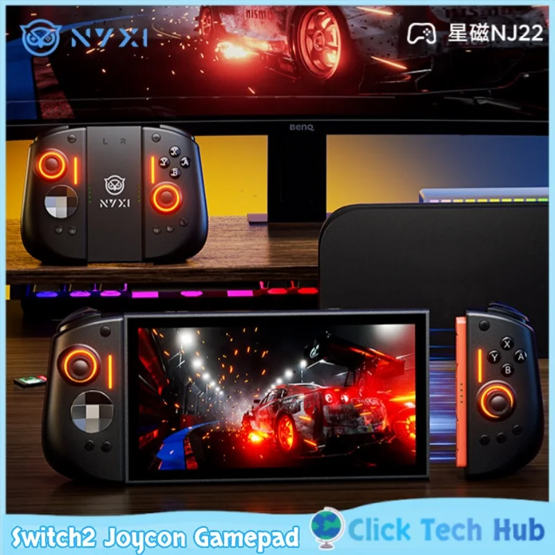 

Беспроводной Bluetooth-геймпад NYXI Joycon с магнитным креплением для Switch 2 Ns2, раздельный контроллер, джойстик Hall, гироскоп, макропрограммирование, кнопки ABXY