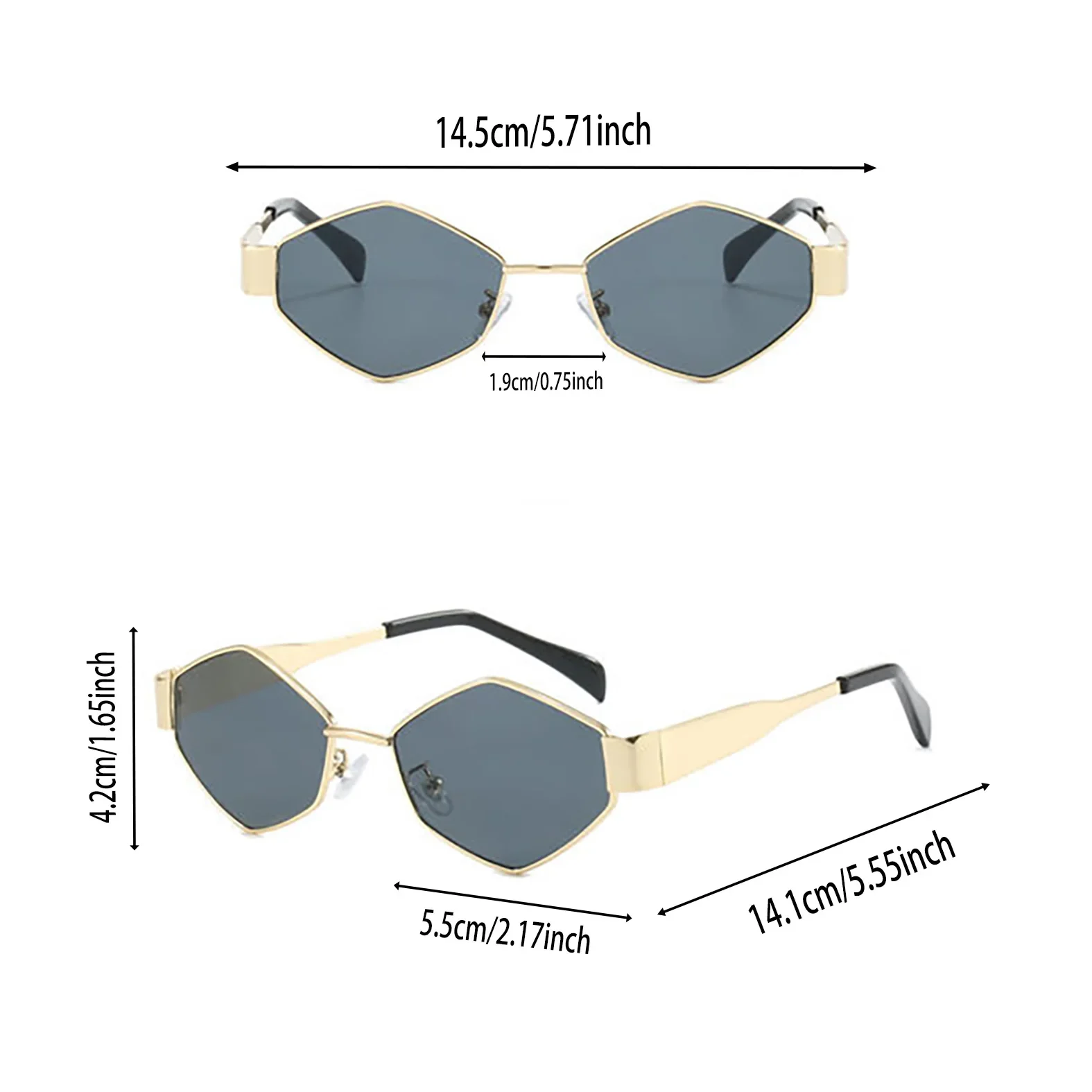 2-teiliges Sommer-Trend-Brillen-Set mit Rauten-Oval-Rahmen, Modische Brillen Geeignet für den Täglichen Arbeitsweg und Straßenfotografie-Zubehör – Detail 4