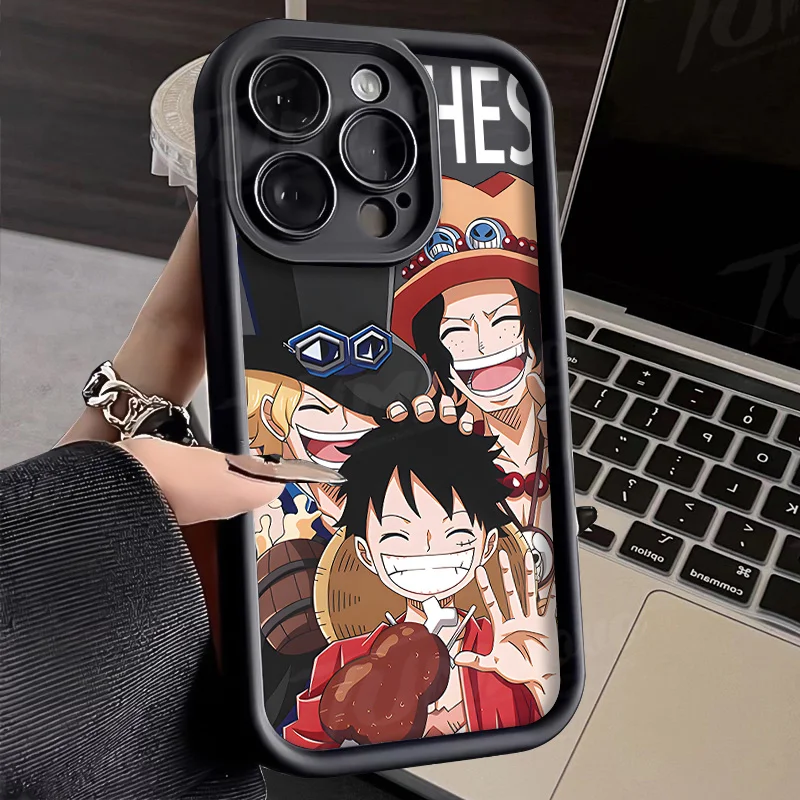 Anime quente o-one peças luffys nova capa de telefone para iphone 16 15 14 13 12 11 pro max mini xr xs x 7 8 6 6s plus macio tpu capa traseira