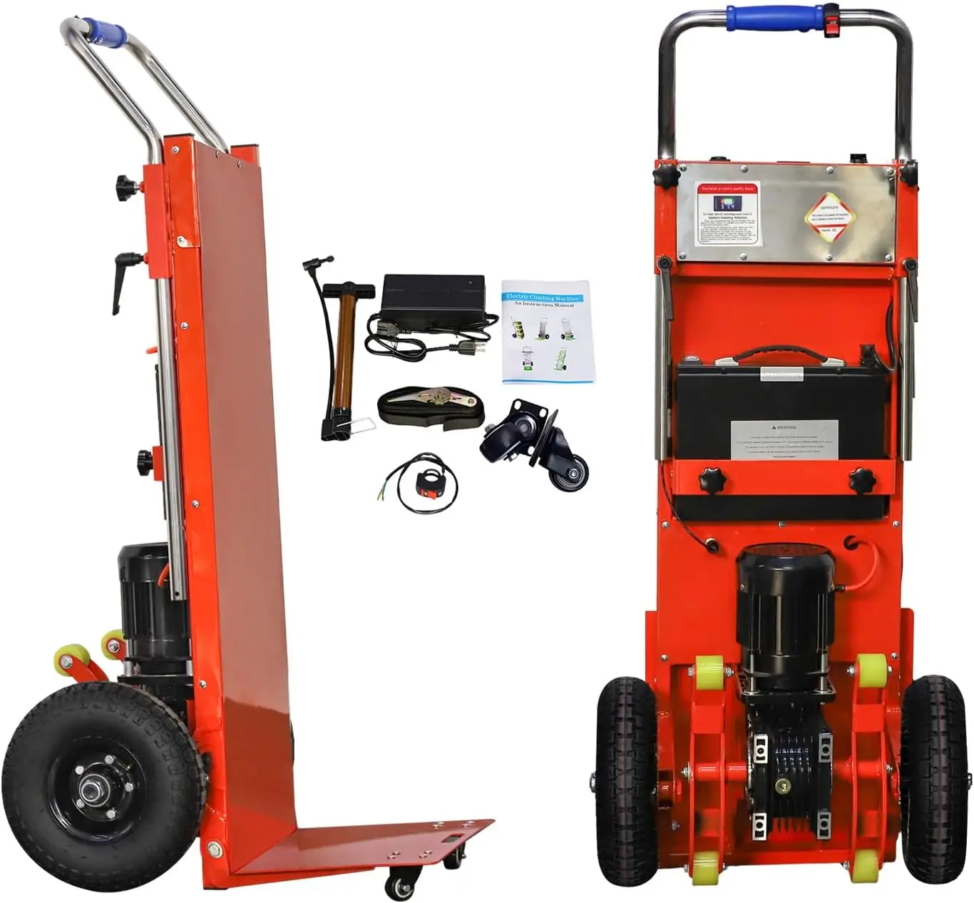 1200 watt electric stair climbing trolley heavy duty metal trolley, 880lb capacity electric stair climbing