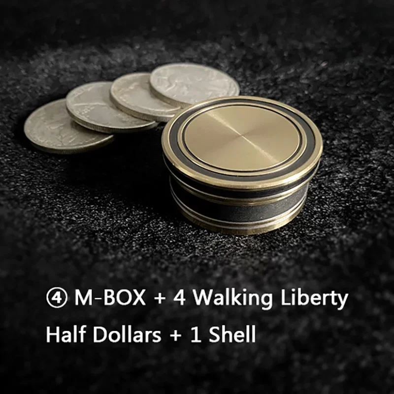 M-BOX (Half Dollar) Magic Tricks Coin Appear Vanish Magia Magician Close Up Illusions Gimmick Props Mentalism Upgraded Okito Box