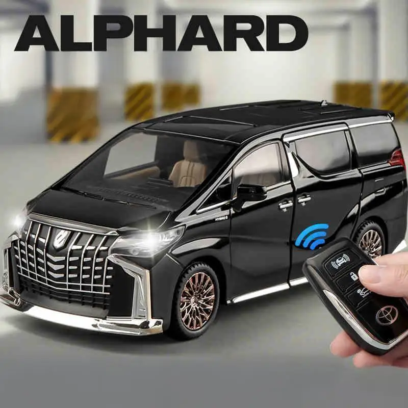 1:24 Alphard Key Control Alloy Car Model Sound and Light Pull Back Children's Toy Collectibles Birthday gift