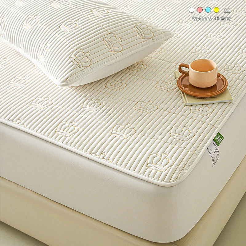 Quilted Waterproof Fitted Mattress Pad Cover, Antimicrobial Hypoallergenic Noiseless Mattress Protector, Dust Mite Resistant