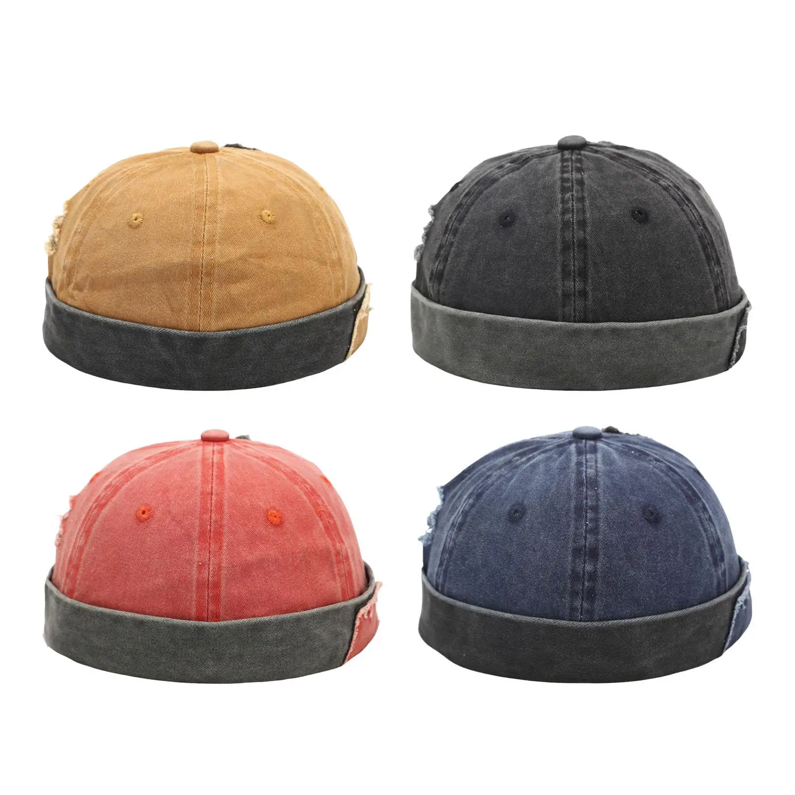 Unisex Brimless Hat Vintage Style cap Soft Casual Dome Hat for Worker