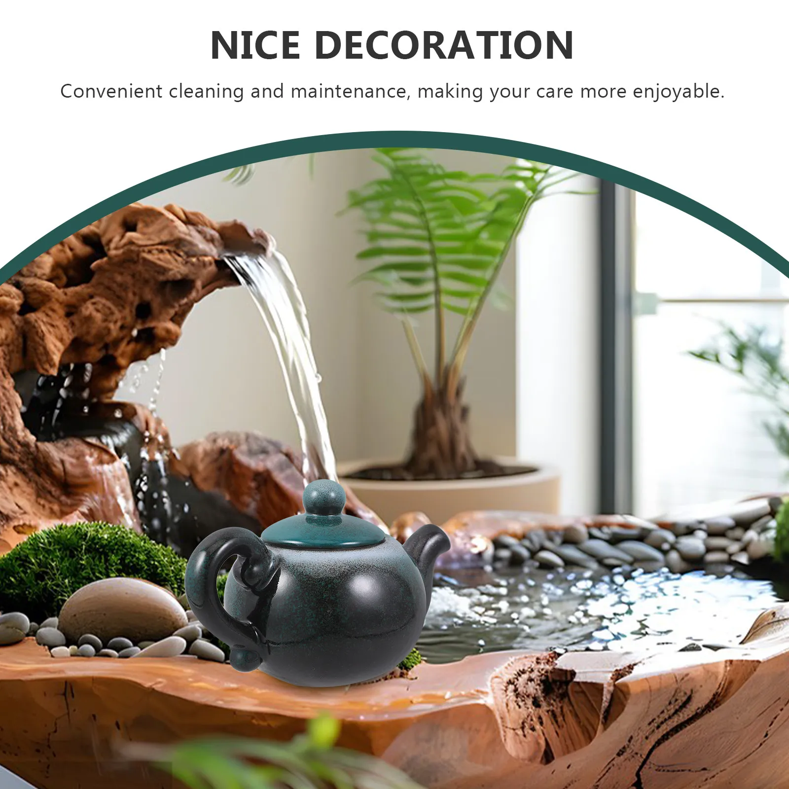 Yao Bian Ceramic Water Fountain Jar Circulating Waterfall Feature for Fish Tank Aquarium Garden Courtyard Balcony Home Decor