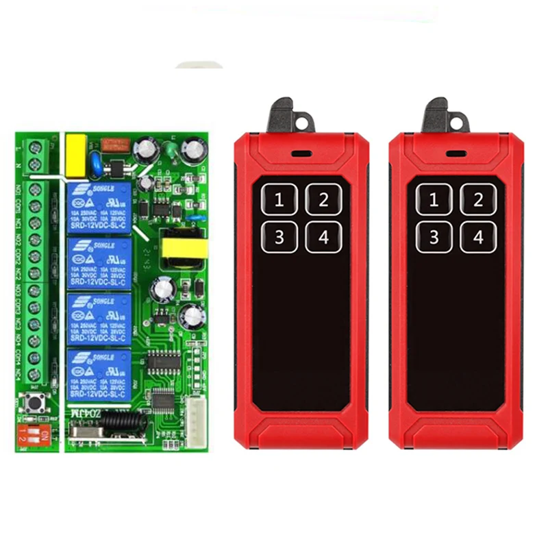 433MHz Universal Wireless Remote Control AC 110V 220V 4CH Relay Radio controller Receiver Module RF Switch & Gate Garage opener