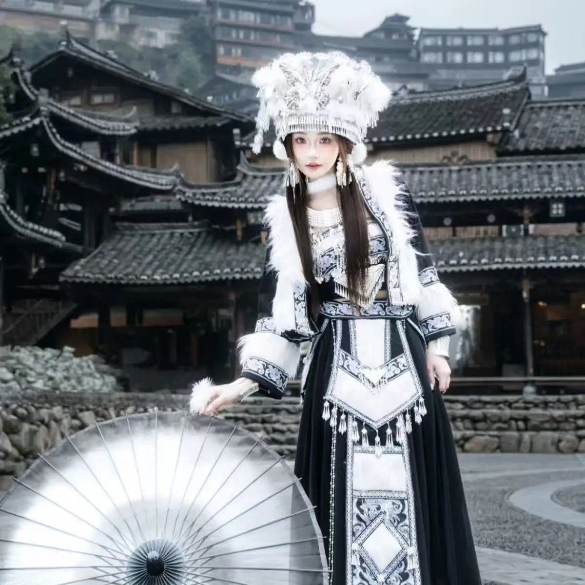 

2026 New Women's Hmong Costume National Style Miaojiang Girls Clothing Vintage Minority Ethnic Miao Suits Travel Wedding Outfits