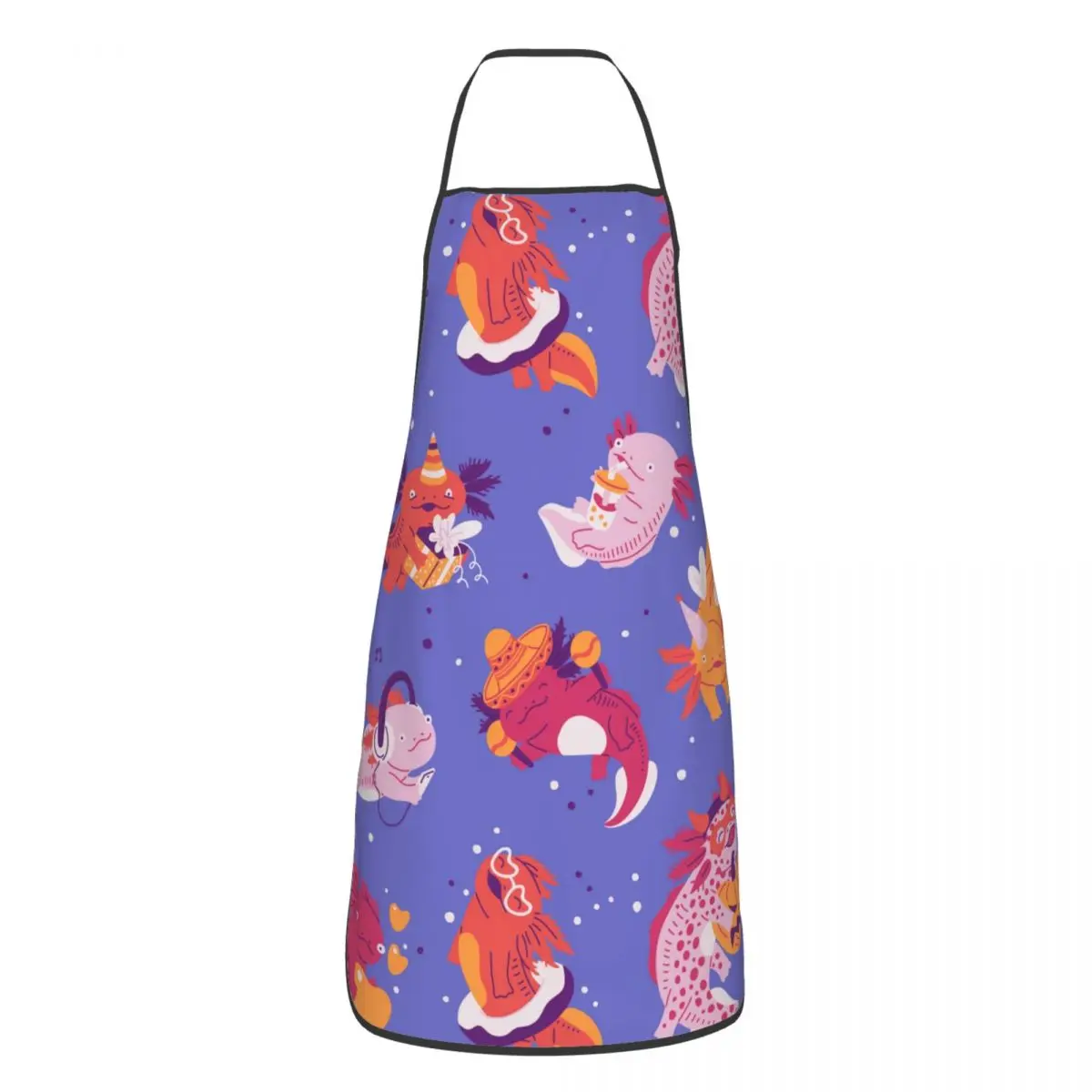 Custom Unisex Cute Salamander Animal Axolotls Bib Apron Adult Women Men Chef Tablier Cuisine for Cooking Kitchen Painting