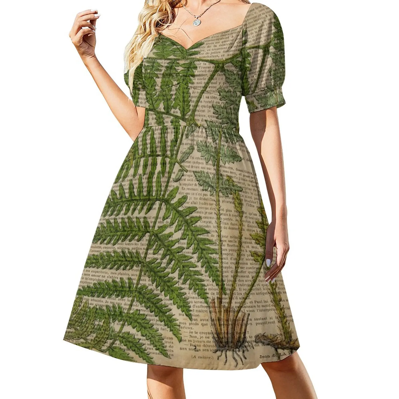 

vintage foliage hipster botanical print fern leaves Dress luxury dresses dress party night