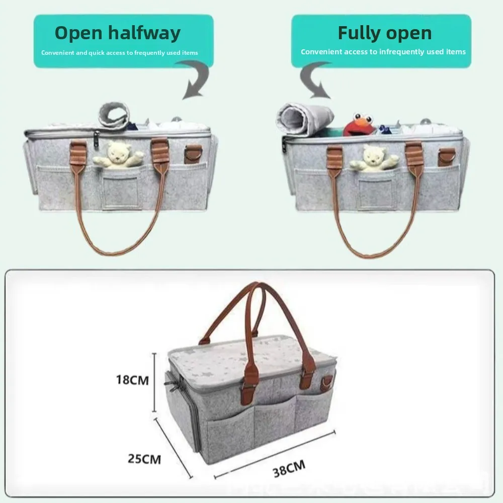 حقيبة تخزين حفاضات الطفل الجديدة سعة كبيرة جيب كبير منظم الحضانة حامل تخزين محمول للأم #5