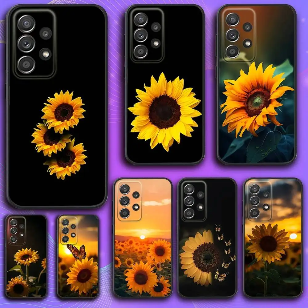 

Beautiful Yellow Sunflower Phone Case For Samsung S 25,24,23,22,30,21,10,9,Ultra,Plus,Lite,FE,4,5 G Soft Black Case