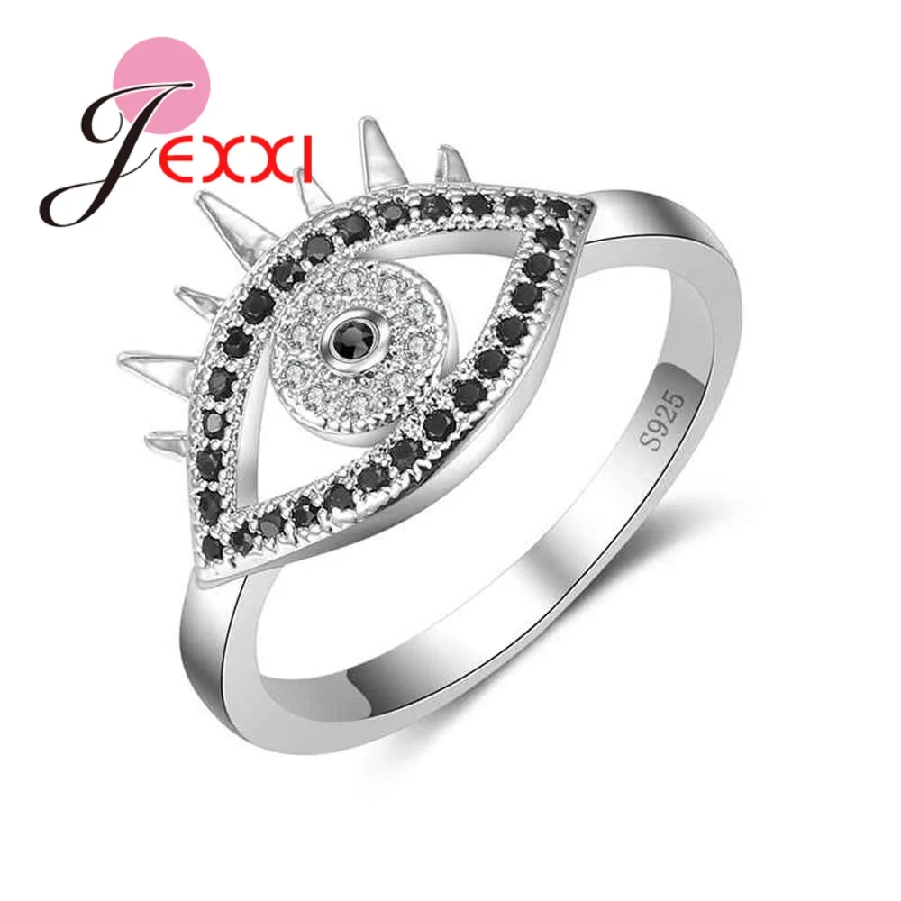 

Punk Character Eyes Ring Bague Homme Jewelry Charms Black Zircon Rings Accessories for Women Trendy Party Gift Anel Hot