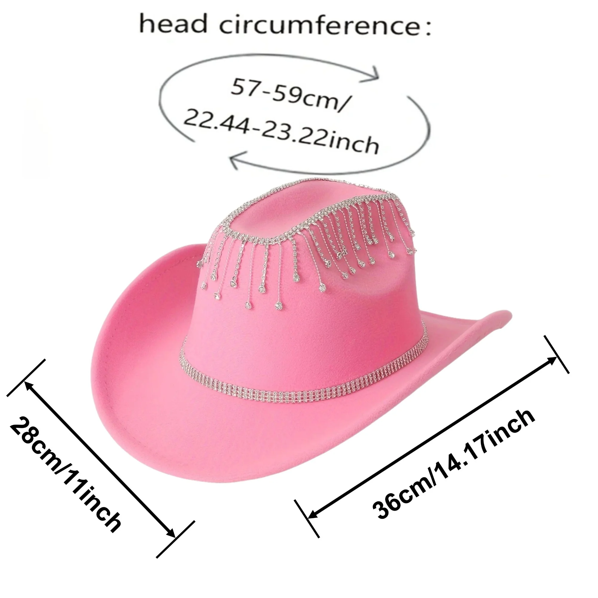 HongLuan Glitter Costume Cappello Adulto e Cappelli da Cowboy Strass per Donna, Cowboy Cosplay Accessori Femminili e Berretto da Cowgirl
