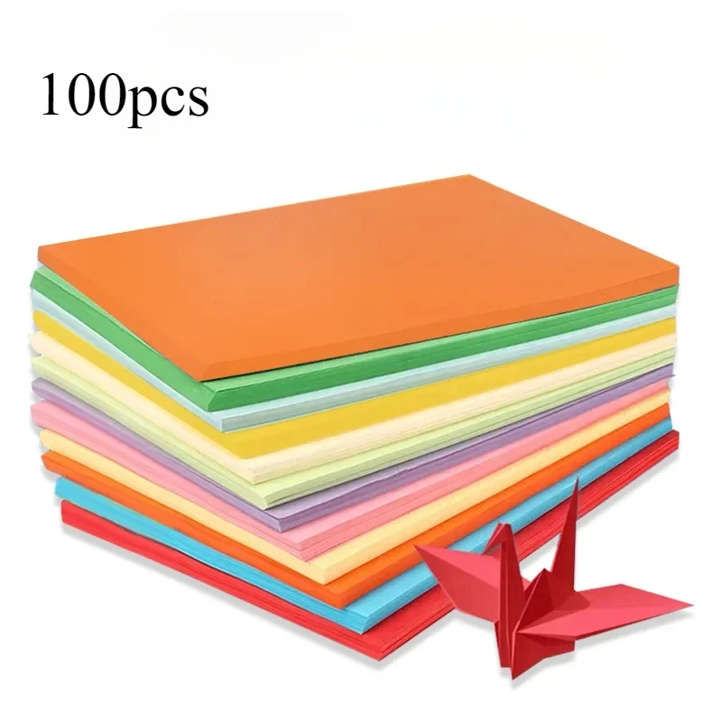 100Pcs Colored A4 Copy Paper Multi-size Double Sides Origami 10 Different Colors Gift Packaging Craft Decoration Paper