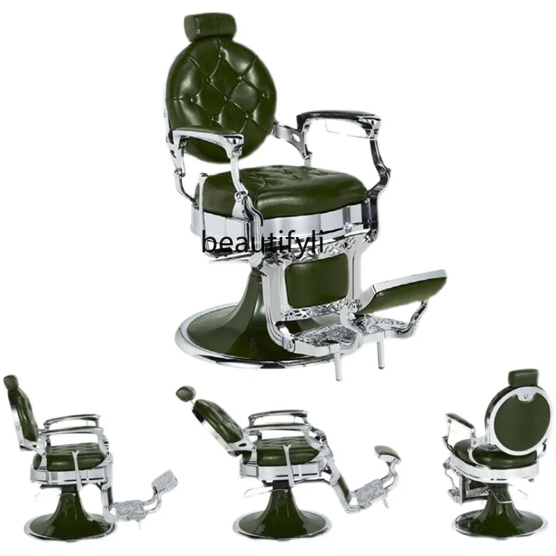 Men's Oil Head Barber Chair for Hair Salon Barber Shop High-End Reclining Lifting Shaving Chair