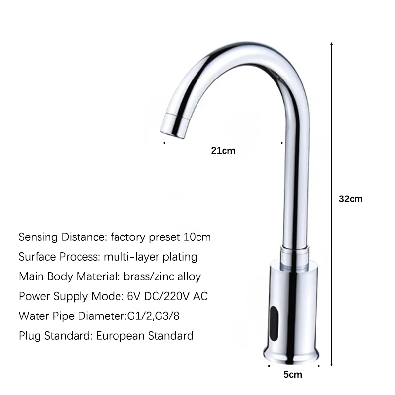 Chrome Bathroom Sink Faucet Automatic Touch Free Infrared Tap Smart Sensor Basin Faucet Touchless Hot Cold Water Mixer Taps