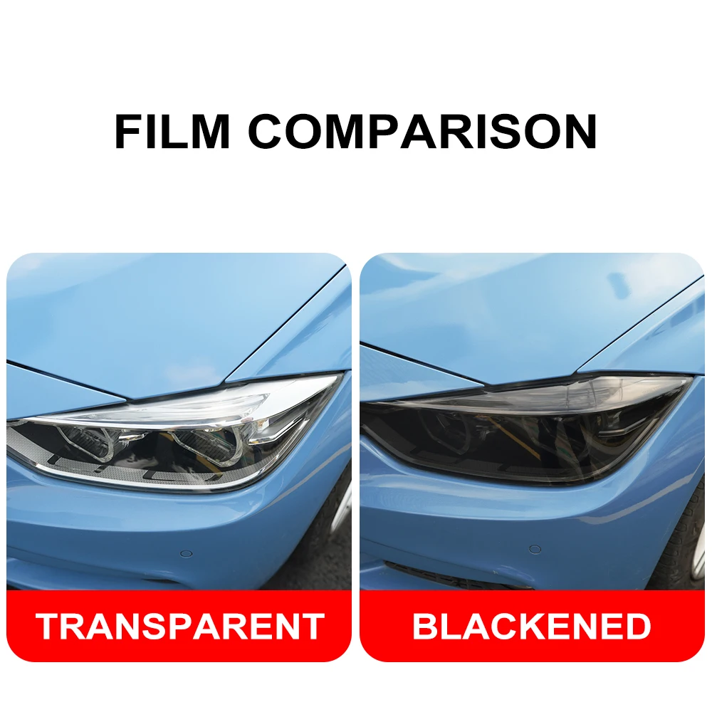 For BMW 1/2/3/4/5/6/7/8 Series High-Gloss Smoke Black TPU Car Headlight PPF Film Pre-Cut Anti-Scratch Protective Vinyl Wrap Kit