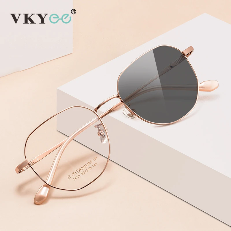

VKYEE New Classic Retro Beta Titanium Polygonal Reading Glasses Men Myopia Unisex Anti Blue Light Customizable Prescription T808