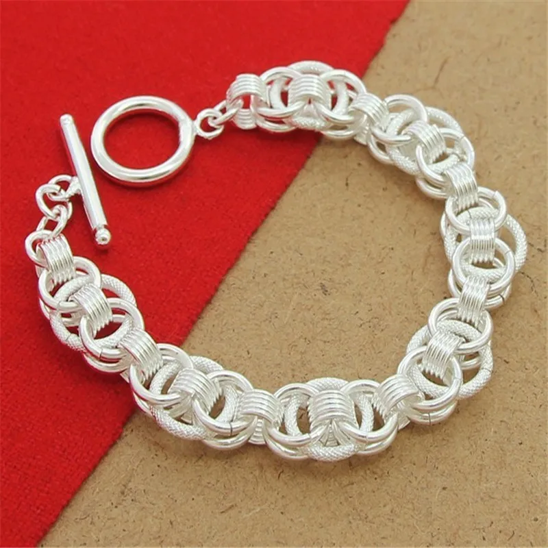 

925 Sterling Silver Charm Engagement Circle Bracelet Women Men Birthday Party Wedding Gift Fashion Jewelry