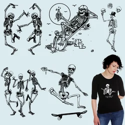 Skeleton skull Stickers on Clothes Patches for Kids Clothing Jacket Heat-sensitive patches Heat Transfer PVC Patch