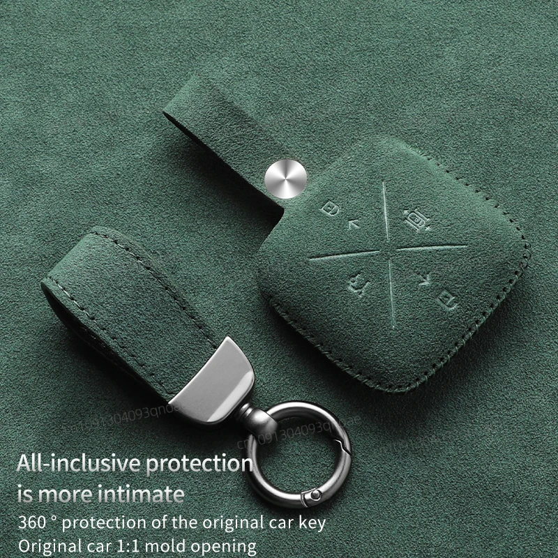 

Alcantara Suede 4 Button Car Key Case Cover For Zeekr X 001 009 2022 2023 Car Key Case Protect Fob