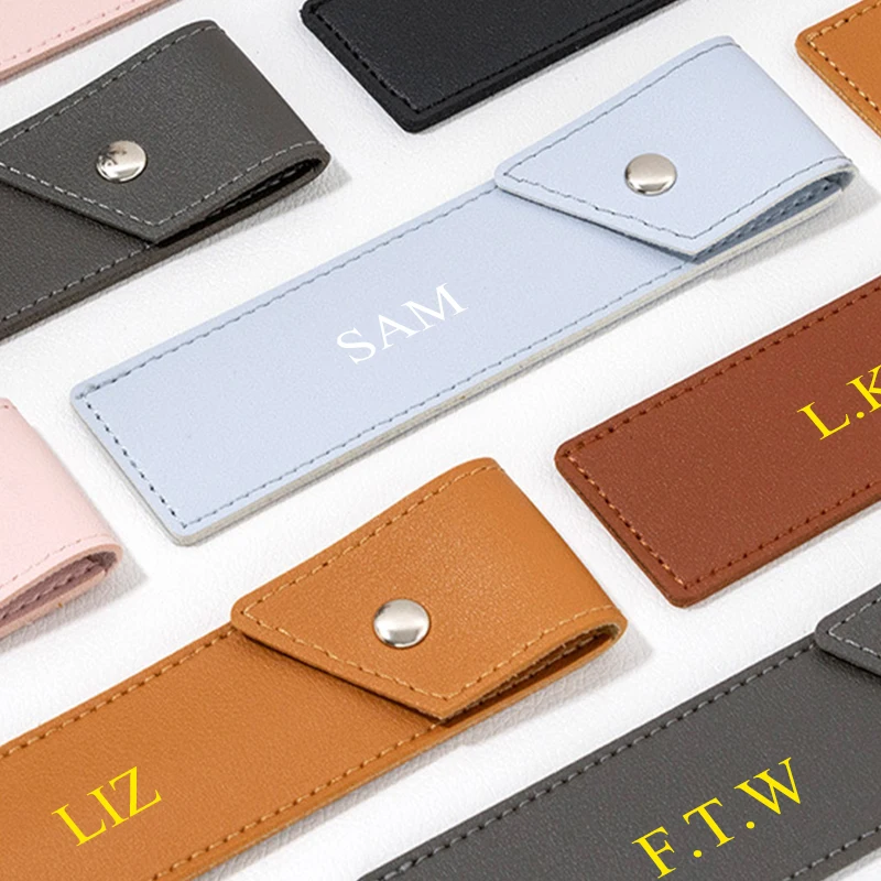 PU Leather Custom Name Pen Case Fashion Luxury Casual Business Pen Holder Cute Woman Man Personalized Wedding  Wholesale Gift