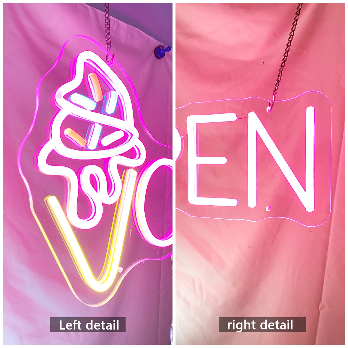 Ice cream open neon signs apply to ice cream shops restaurants the shape of the atmosphere lamp to make the shop more attractive