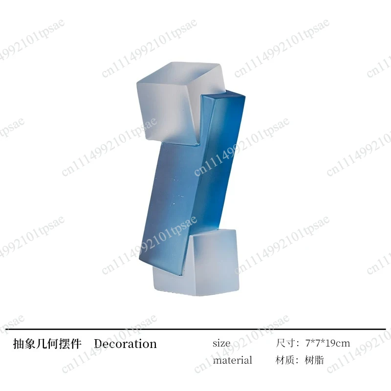 Elegant Modern Luxury Transparent Resin Blue Acrylic Geometric Architectural Sculpture Abstract Irregular Ornament Creative