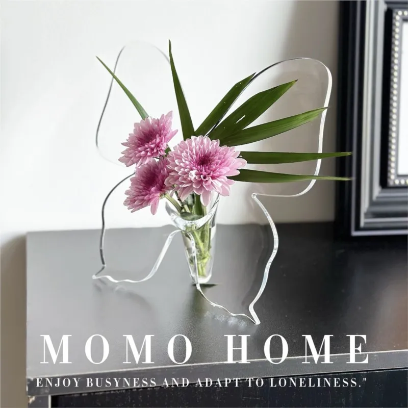 MOMO Home Scandinavian Ins Creative Art Photo Frame Vase Hydroponic Flower Arranger European Acrylic Photo Frame Vase