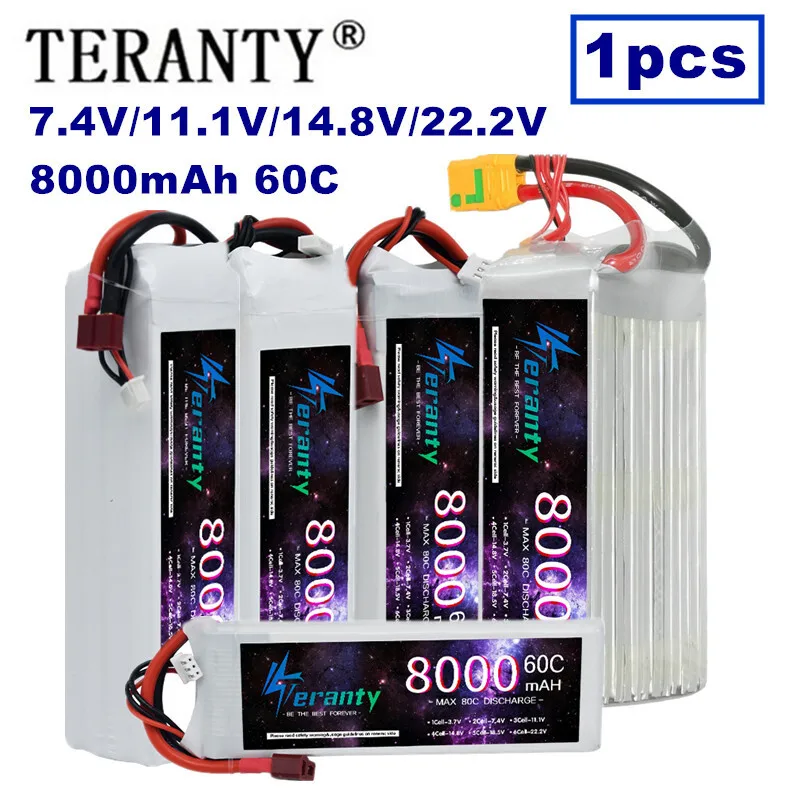 TERANTY 60C 2S 3S 4S 6S 8000MAH Lipo Battery For RC Model Toys Aircraft Boats Cars 7.4V 11.1V 14.8V 22.2V Rechargeable Battery