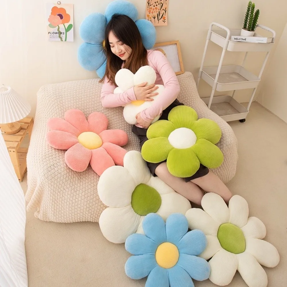 40cm Flower Cushion Colorful Petal Design Lifelike Flower Shape Daisy Seat Cushion Multilayer Petal Texture Soft Pillow - view 3