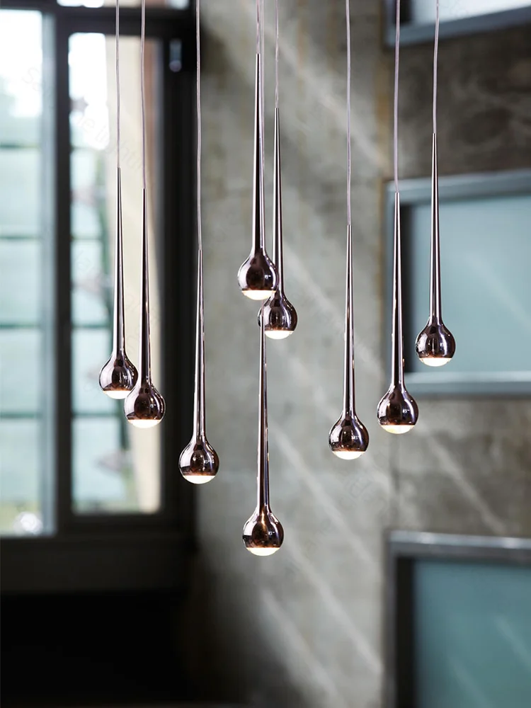 

Modern LED Chandelier Staircase Living Room Ceiling Lights Minimalism Long Chandeliers Bedroom Bedside Lamps Home Decor Lighting