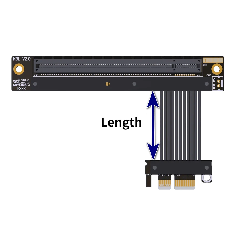 ADT-Link PCIe 5.0 X1-x16 GPU Riser Cable 32Gbps Non USB Video Extension Cord for RTX3090 RX6800XT 4.0 PC Mod Engineering Test