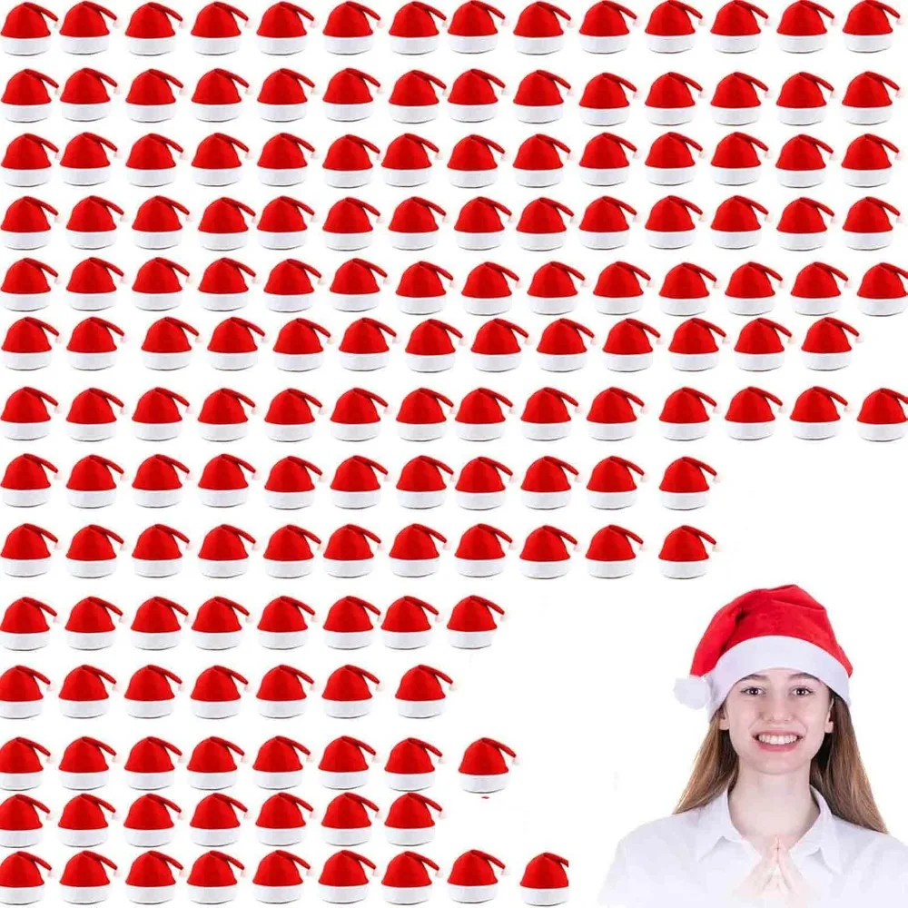 

Adult Bulk Plus Size Santa Hats, 108 Pack Holiday Party Supplies, Soft Felt Unisex Thickened Universal Fit Hats