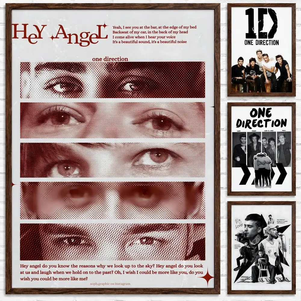 Popular Boy Band One Direction Poster Self‑Adhesive Waterproof Poster Sticker Coffee House Bar Wall Art Home Decor