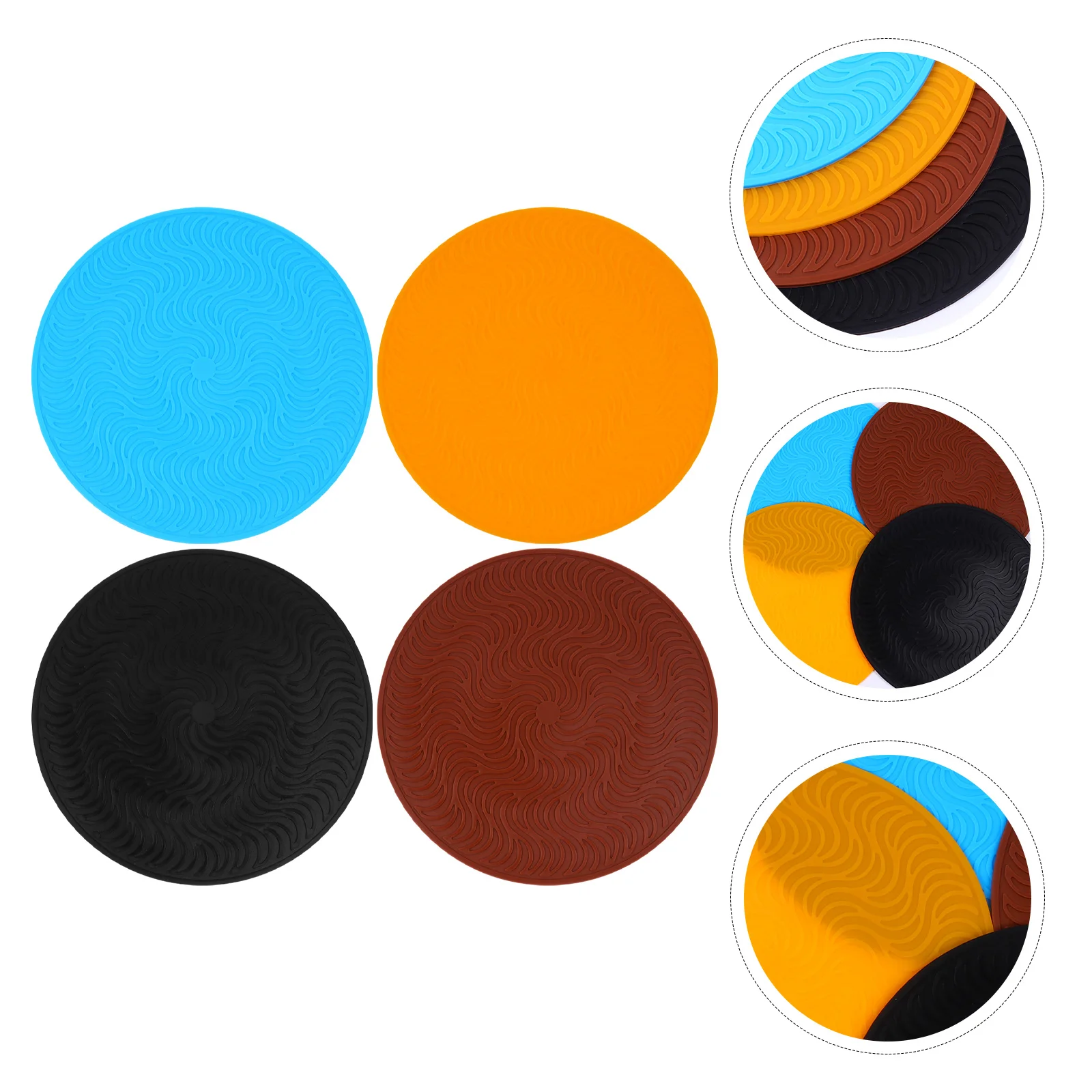 

4 Pcs Silicone Mat Set Microwave Oven Place Mats Non Slip Heat Insulation Easy Clean Kitchen Tools Turntable Mat Home Decoration
