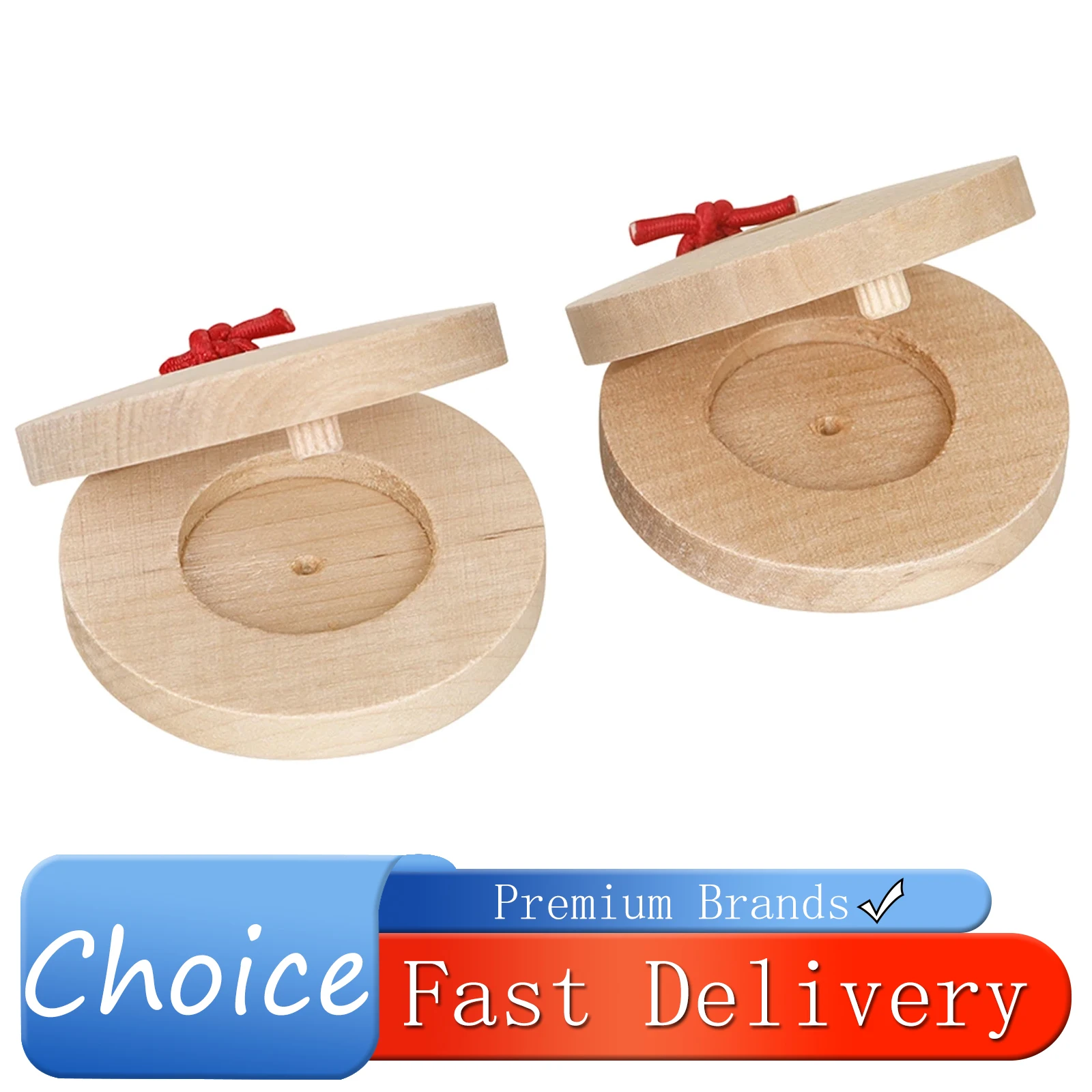 

IRIN Orff 2Pcs Wooden Rattle Percussion Instrument Rattle Plate Smooth Surface Highly Resilient Strap Crisp Sound Durable Baby