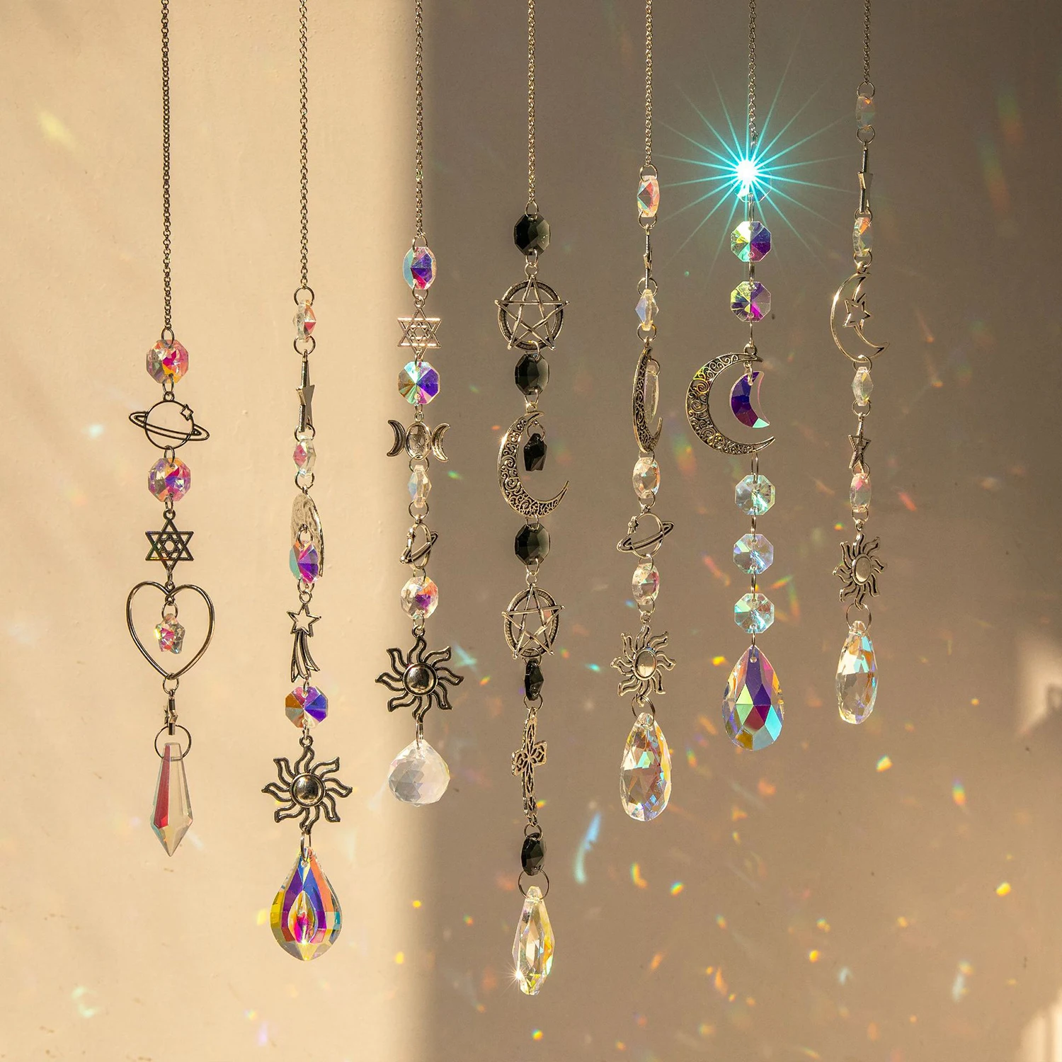 Colorful Suncatcher Crystal Wind Chimes Sun Catcher Light Catching Pendant Home Bedroom Balcony Window Garden Hanging Decoration