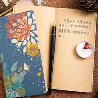 Portable Flower and Bird Blank Inner Page Notebook For Write Poetry, Sketch, Take Notes, Write Small Notes