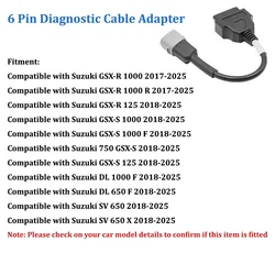 1 pcs Motorcycle OBD Diagnostic Cable Adapter 6Pin to 16Pin OBD2 For Suzuki GSX-R 1000 1000R 125 DL 1000 F SV 650 GSX-S 750