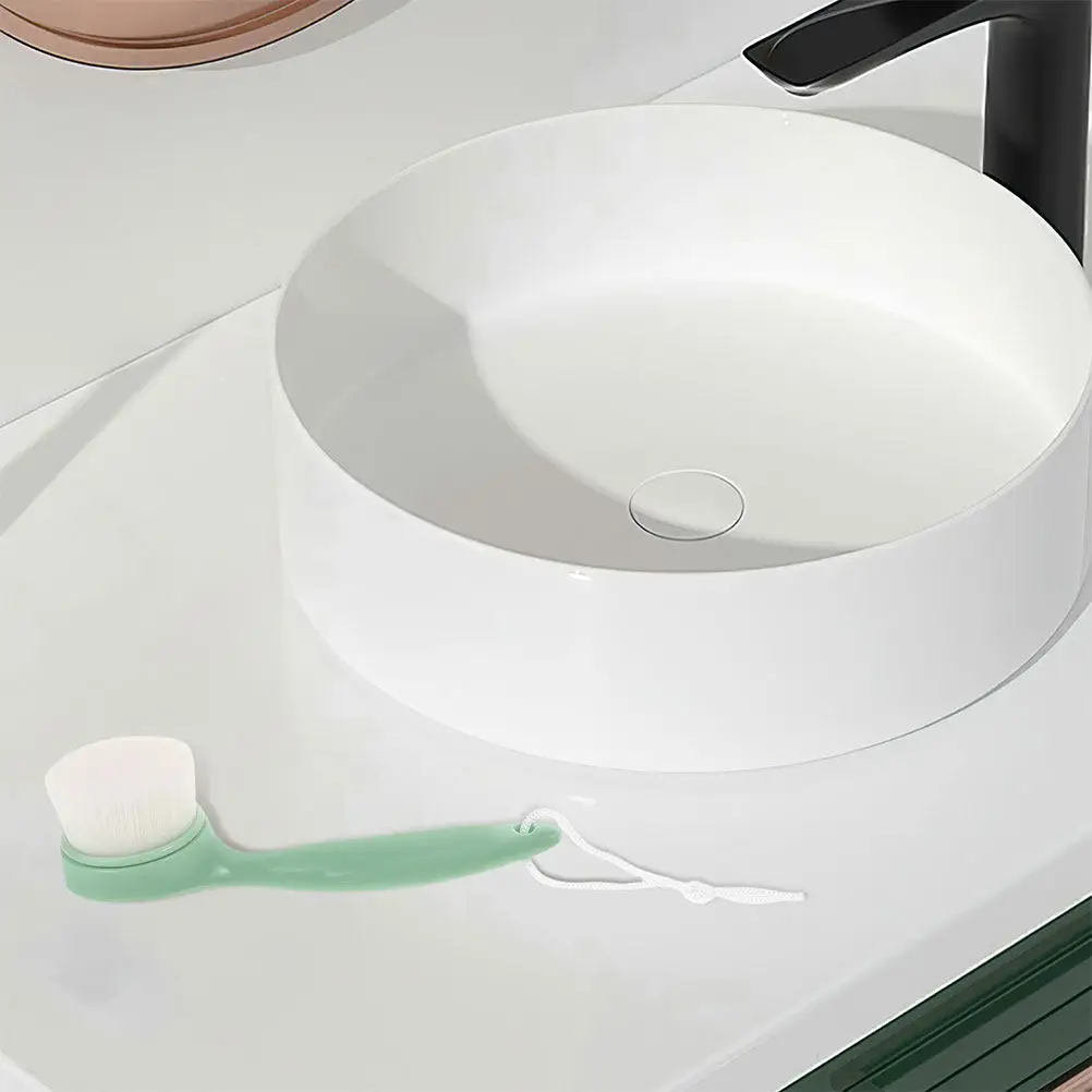 Escova facial para mulheres, 2 peças, cabo longo, cerdas macias, ferramenta de limpeza manual, esfoliante facial, limpador de pele, lavagem do rosto
