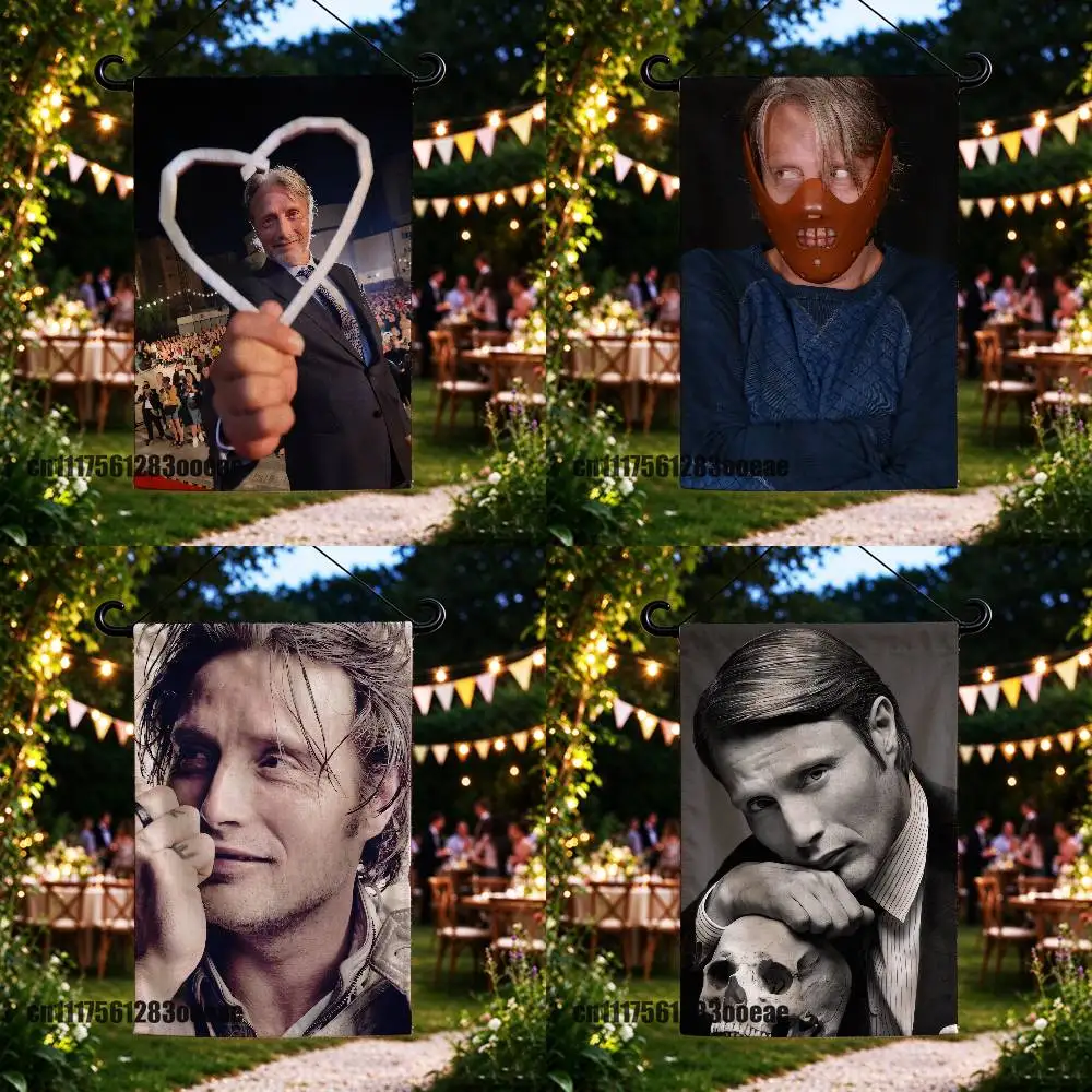For Mads Mikkelsen Hannibal Yard Flag Banner Custom Outdoor Home Advertising Cloth Decoration Garden Flags