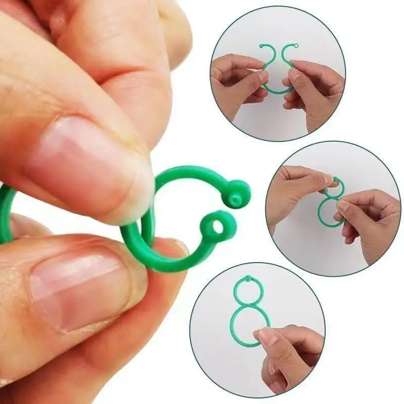 100/300/500Pcs Plastic Garden Vine Strapping Clip Tie Plant Bundled Buckle Ring Garden Tomato Grapevine Hook Plants Support Tool