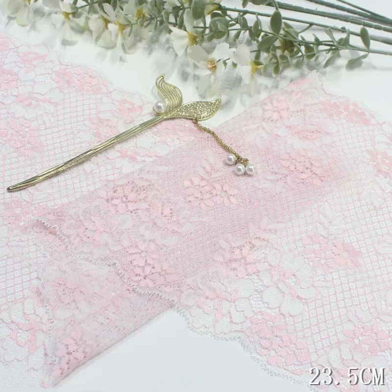 

20Yards Pink Floral Elastic Stretch Lace Trims Skirt Hem For Clothing Accessories Dress Sewing Lace Wedding