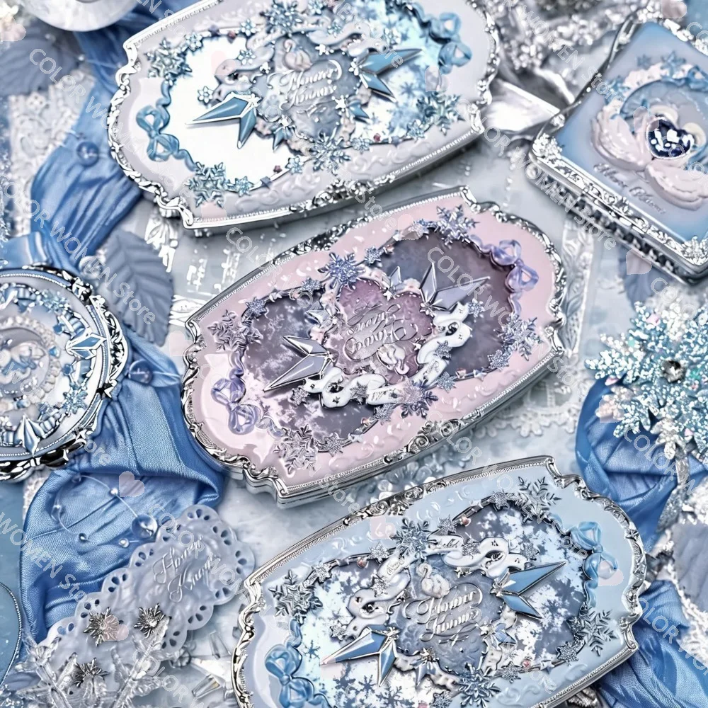 Flower Knows Snow Ballet 6 Colors Satin Eye Shadow Palette Velvet Matte & Pearl Shimmer in One,Blendable Fairytale-Easy Formula