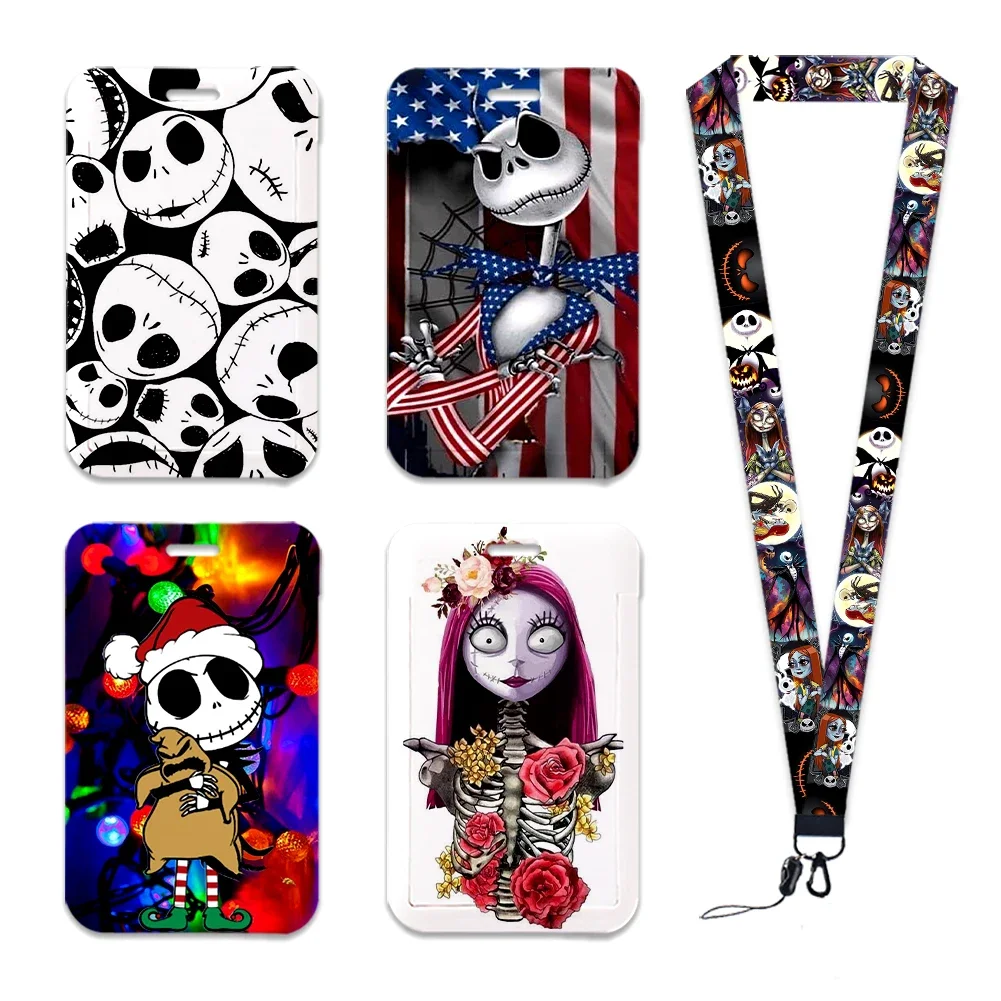 Nightmare Before Christmas moda dziewczęca uchwyt na identyfikator smycz etui na karty kredytowe z uroczym breloczkiem smycz na szyje etykieta z imieniem